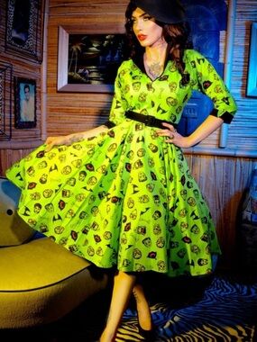 Deadly Dames Haunted Housewife 1950s-Style Swing Dress